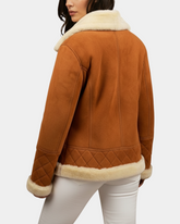 Women Merino Sheepskin Aviator Jacket Dynamo Tan